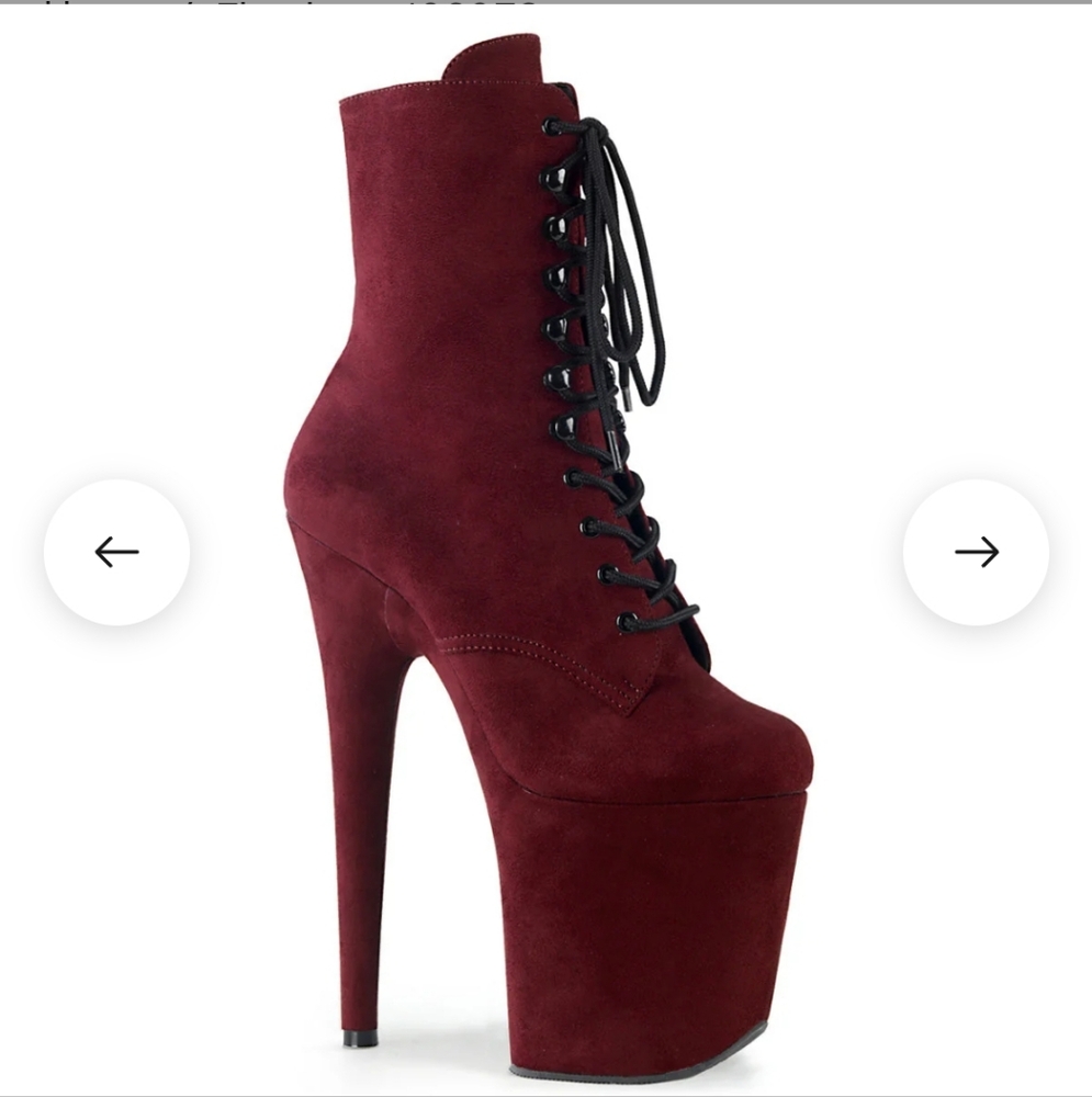 GUC Pleasers Burgundy Faux Suede 8 inch Platform Boots